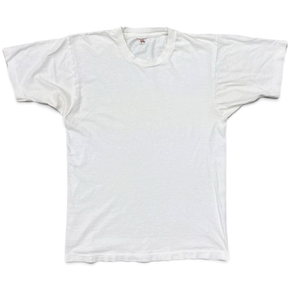 True Vintage 70s Fruit of the Loom Blank White T Shirt M Single Stitch USA Made